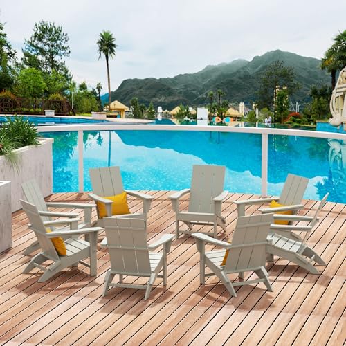 WestinTrends 8-Piece Modern Poly Folding Adirondack Chair Set Sand