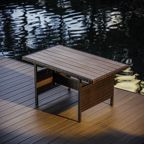 Nestl 7-Piece Wicker Outdoor Furniture Set Brown Frame/Grey Cushions