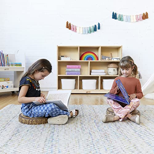 ECR4Kids 8-Compartment Mobile Storage Cabinet 36in Classroom Furniture Natural