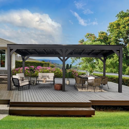 Backyard Discovery Stonebridge 20' x 9.5' Galvanized Steel Outdoor Gazebo Pavilion Black