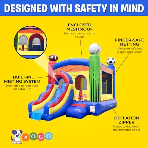 Pogo Bounce House Inflatable Sports Bounce House with Slide Deluxe Sports