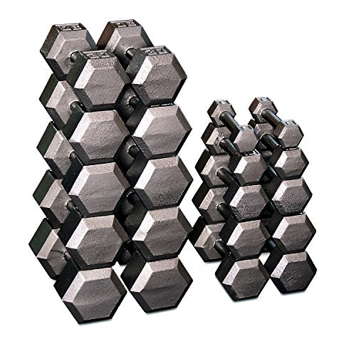 Body-Solid Hexagon Dumbbell Set 80-100 lb. Pairs Grey