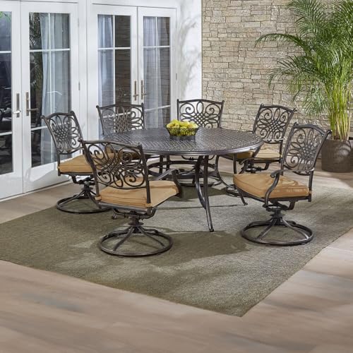 Hanover Traditions 7-Piece Patio Dining Set with Tan Cushions