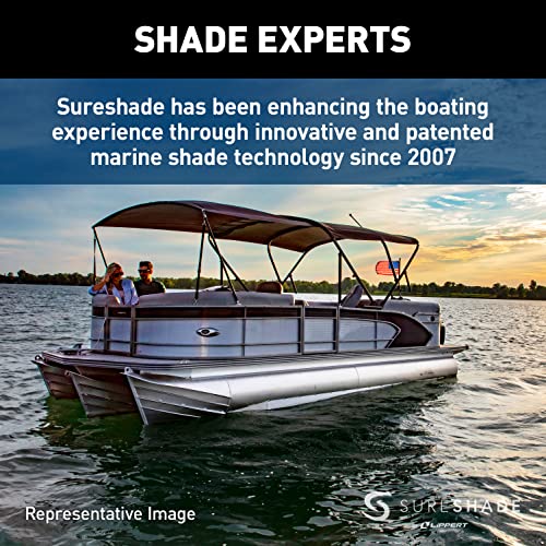 SureShade Power Bimini Electric Shade System for Pontoon Boats 92-102" Wide Burgundy Bimini/Silver Frame