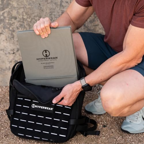 HYPERWEAR Hyper Ruck Backpack - 3 Rucking Plates/Laptop Sleeves - Weight Vest Fitness Day Pack, 20L Black Silver
