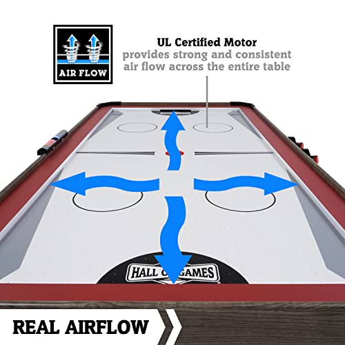 Hall of Games 5.5' Arcade Air Hockey Table & Tennis Top 2-in-1 Set Wood Grain/Red/White Black