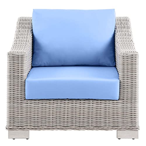 Modway Conway Outdoor Patio Wicker Rattan Armchair Light Gray Light Blue