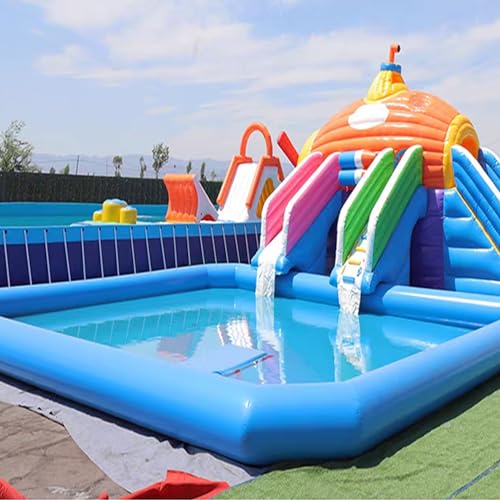 TECHTONGDA Inflatable Pool with 110V Blower, Large 26.2ft for Backyard Blue