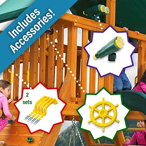 Best in Backyards Extreme Swing Set Jungle Gym Green & Yellow Components
