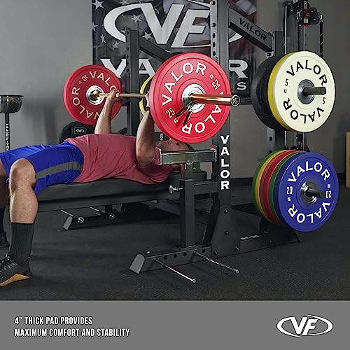 Valor Fitness Competition Bench Press Rack with Safety Spotter Bars Black