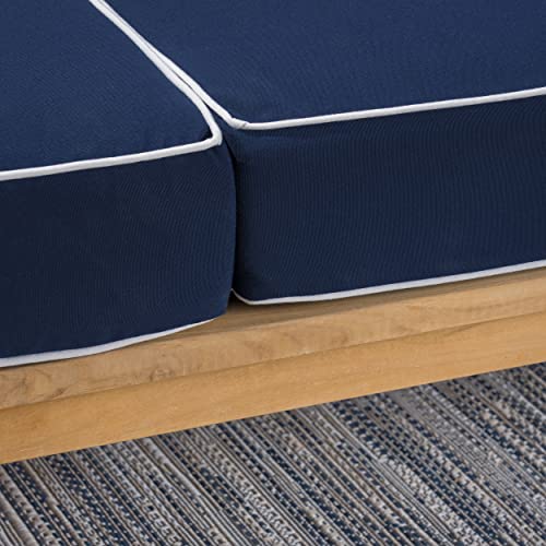 Tortuga Outdoor Jakarta Teak 5-Piece Outdoor Furniture Set with Navy Cushions Brown