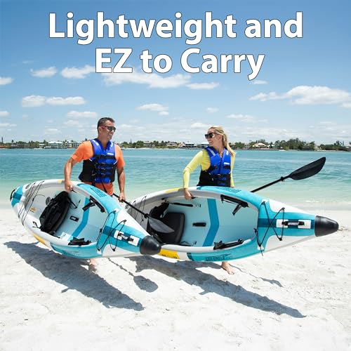 Sea Eagle EZLITE 10 Ultralight Inflatable Kayak White/Turquoise Blue/Yellow