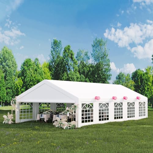 GarveeLife 20'x40' Heavy Duty Outdoor Party Tent with Removable Sidewalls and Waterproof Canopy White