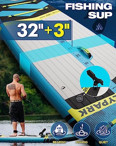 FLYPARK Fishing Inflatable Paddle Board 10'8''x35'' Fishing SUP Stand Up Paddleboard Blue