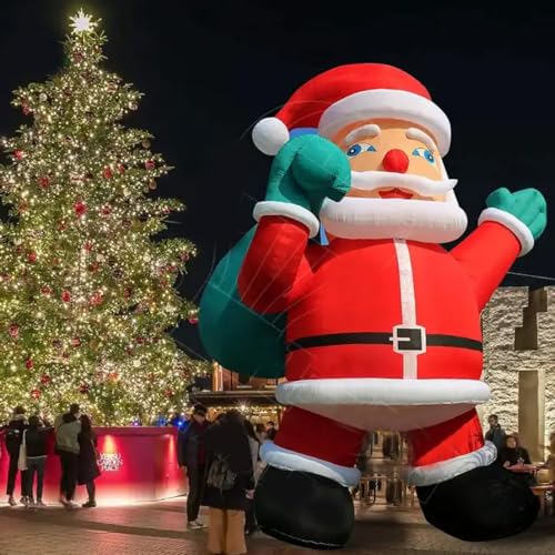 HOAELOS 26 Feet Inflatable Giant Santa Claus with Blower for Outdoor Christmas Decoration