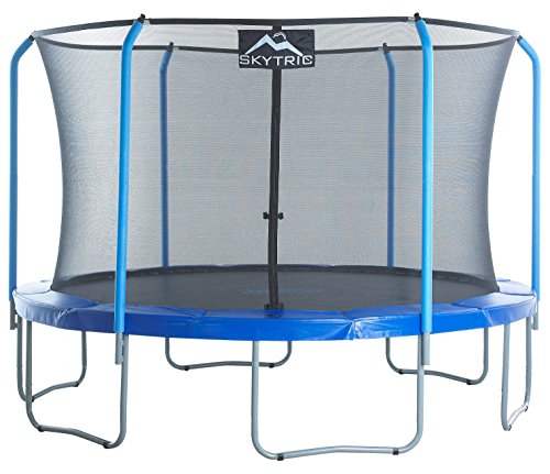 SKYTRIC Outdoor Trampoline with Flex Frame Net Blue