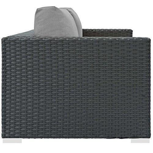 Modway Sojourn Wicker Rattan Outdoor Loveseat Canvas Gray