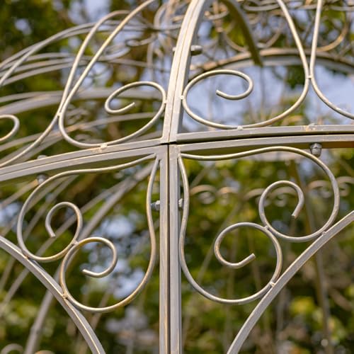 Zaer Ltd. Large Round Metal Garden Gazebo with 3 Entries and Side Walls Antique Bronze