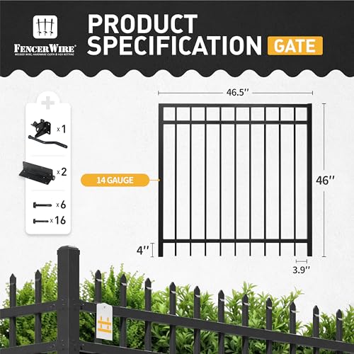 Fencer Wire Heavy Duty Flat Top Fence Gate 4FT x 4FT Black