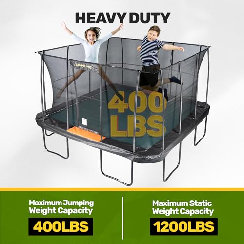 JumpKing Pro-Series 13'x13' Square Trampoline with Enclosure Net Black