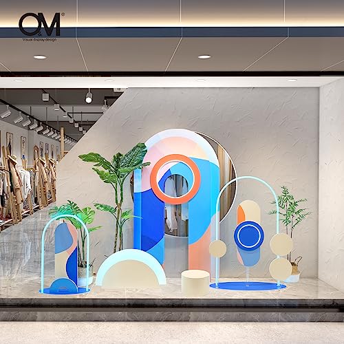 Generic O&M Retail Store Window Display Decoration Visual Merchandising Props Summer Layout Blue