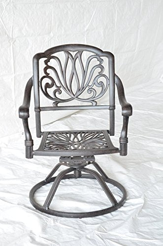 PatioLand Elizabeth Outdoor Patio 9pc Dining Set 44" x 84" Cast Aluminum Walnut