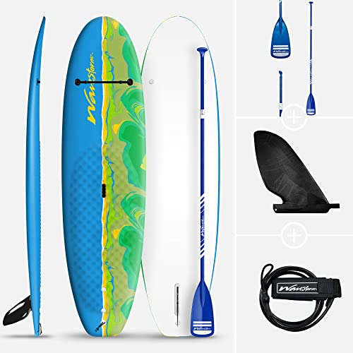 WAVESTORM 8ft Junior Stand Up Paddleboard Blue Yellow Green