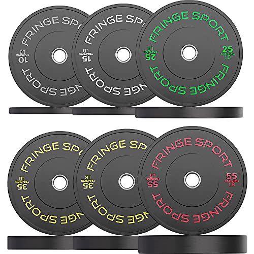 OneFitWonder Fringe Sport Contrast Bumper Plates Set 350 lbs for 2-in Barbells