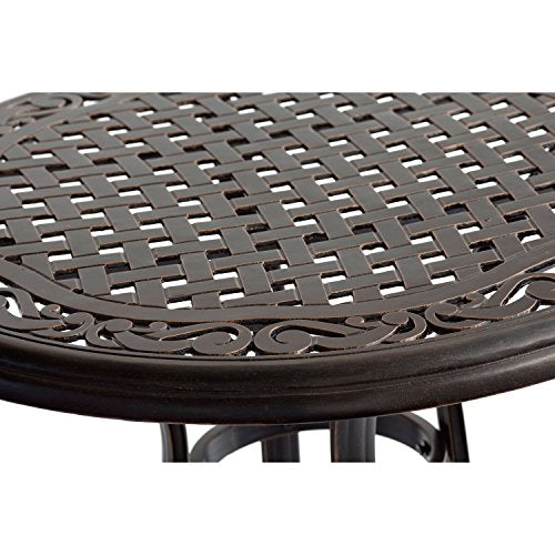 Hanover Manor 3-Piece Outdoor Dining Set with Sling Swivel Rockers and Bistro Table Tan/Bronze