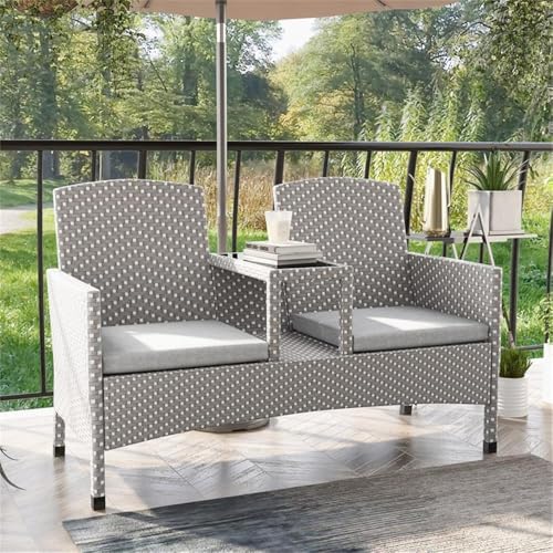 Furniture of America Gray Aluminum Patio Loveseat & Storage Bench Outdoor Set of 2 Grey