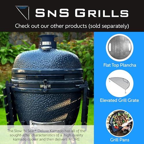 Slow 'N Sear Deluxe Kamado Grill 22" for Two-Zone Charcoal Cooking