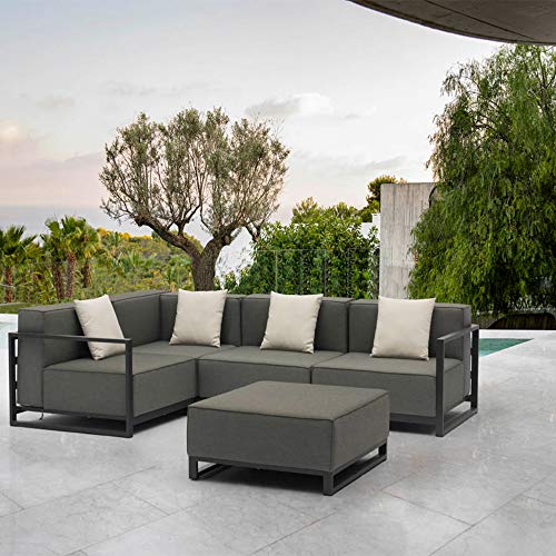 Whiteline Modern Outdoor Living Sensation Indoor/Outdoor Ottoman Grey