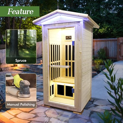 Daleyzay 1 Person Spruce Far Infrared Indoor Sauna 1300W Natural