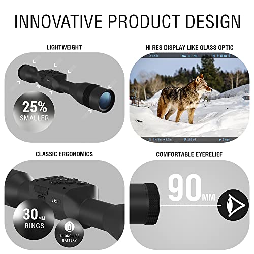 ATN X-Sight 5 Smart Day/Night Gen 5 Scope with Ballistics Calculator, 12MP, Video Record, Wi-Fi, 14+ Hours Battery Multi