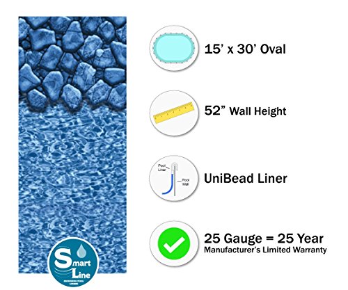 Smartline Boulder Swirl Oval UniBead Pool Liner 15x30 Ft 52-Inch 25 Gauge