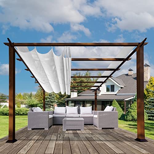 Paragon Outdoor 11'x11' Aluminum Pergola with Retractable Canopy Off-White