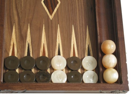 Neroulia Maple Backgammon Set Hand-Carved Eagle Cover Large 19" Brown