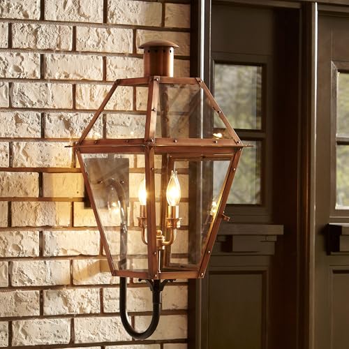 Quoizel Rue De Royal Charleston Outdoor Wall Lantern 23.5 Inch 2-Light Aged Copper