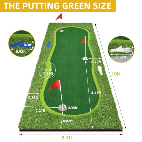 DWVO Golf Putting Green 3.3X10ft Practice Putting Mat Green