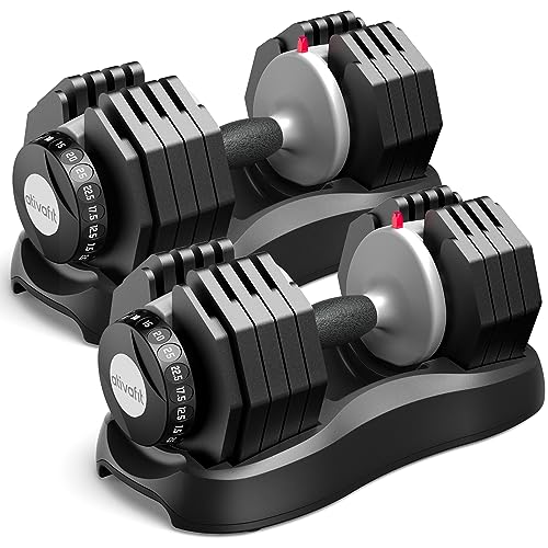 ATIVAFIT Adjustable Dumbbell for Workout Strength Training Fitness Weight Gym Set 55LB-Pair