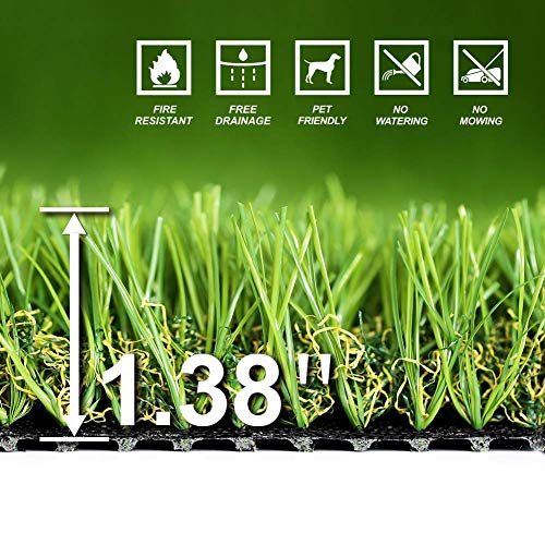 WarmShe Thick Realistic Artificial Grass Turf 7FTX80FT Green