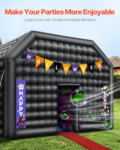 VEVOR Inflatable Nightclub Party Tent with Disco Lights, 26.2 x 19.7 x 13.1 Ft, Black