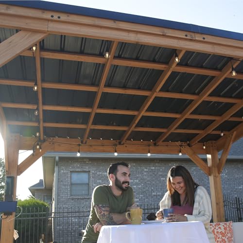 Backyard Discovery Arcadia 14' x 12' Cedar Wood Outdoor Gazebo Pavilion Light Brown