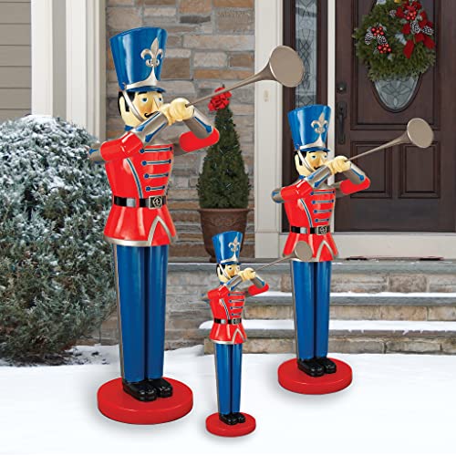 Design Toscano Giant 9 Foot Tall Nutcracker Ballet Trumpeting Toy Soldier Holiday Decor Statue Full Color