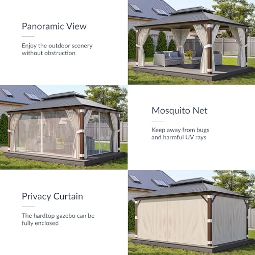 BELLEZE 12x16ft Hardtop Gazebo Brown