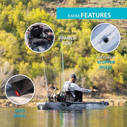 Lifetime Yukon Angler Sit-On-Top Fishing Kayak with Triple Rod Holder and Paddle 11' 6" Gray