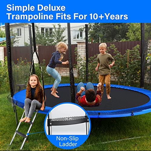 Simple Deluxe 14FT Trampoline with Safety Enclosure and Ladder Blue