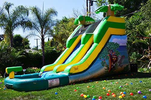 JumpOrange 12' Safari Water Slide Inflatable with Splash Pool Green