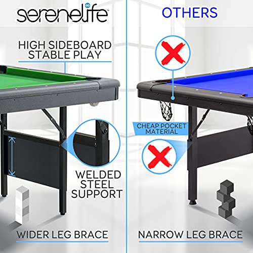 SereneLife Folding Pool Table Green