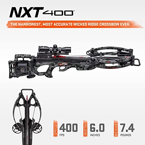 Wicked Ridge NXT 400 Hunting Crossbow Package with ACUdraw and Pro-View Scope Peak Camo